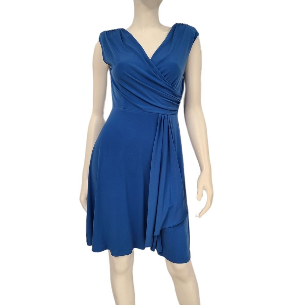 LYX Blue Faux Wrap Dress size MP - Picture 4 of 8